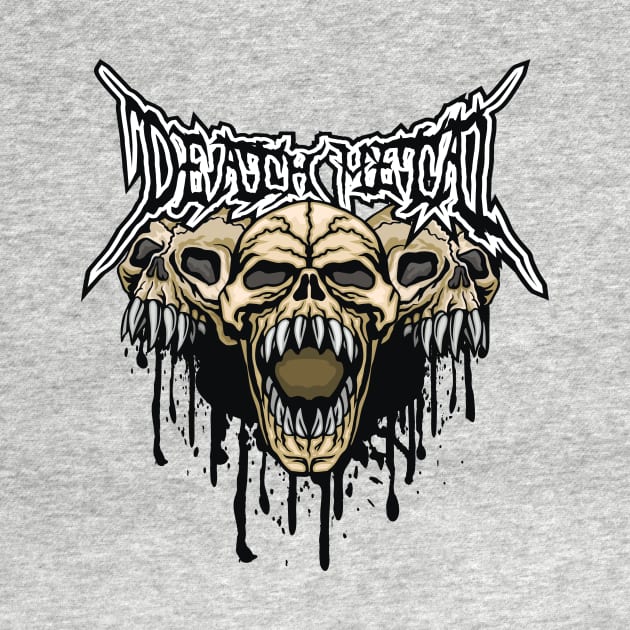 Death Metal Screaming Skulls with Fangs Halloween by extrinsiceye